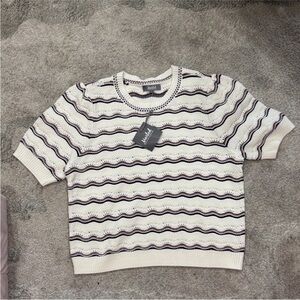 Anthropologie Black and White Wave Pattern Top